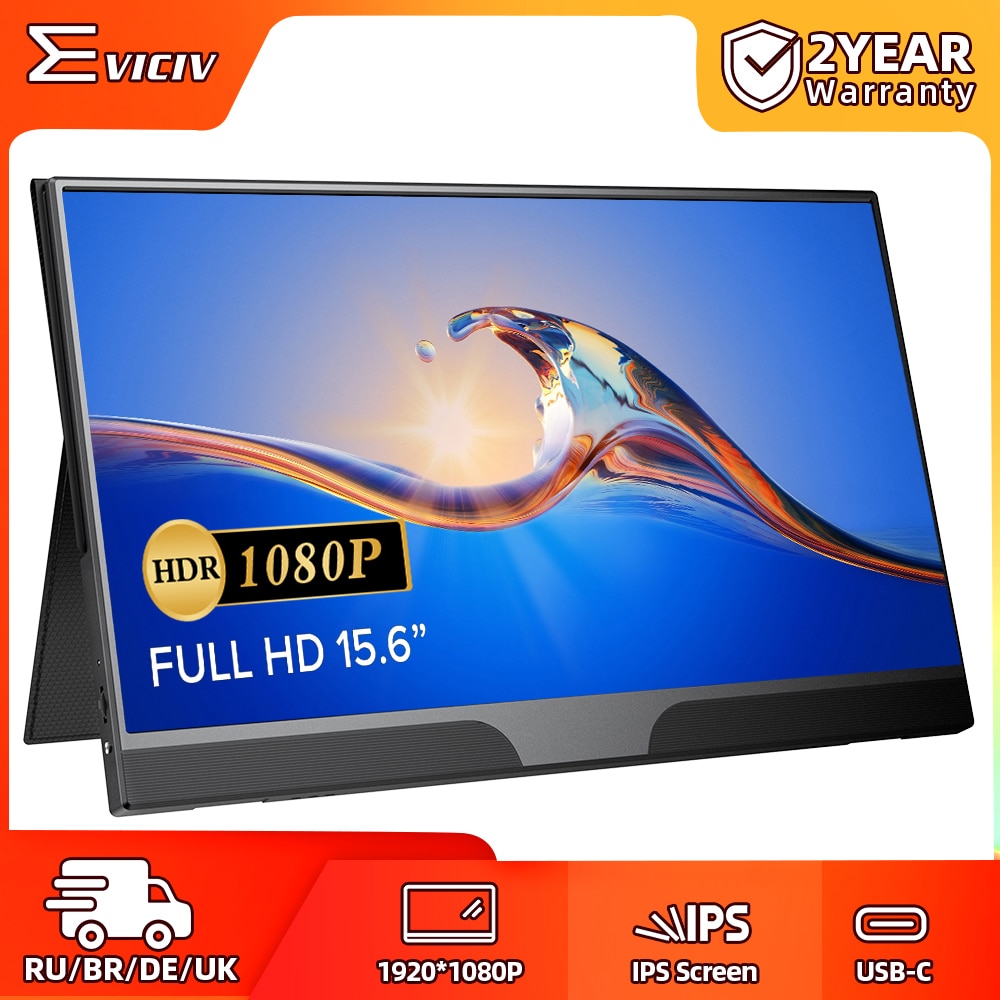 EVICIV ޴ , ǻ Ʈ Xbox PS4/5 ġ, ƺ LCD ӿ , HDR USB Ÿ C IPS ȭ, 15.6 ġ